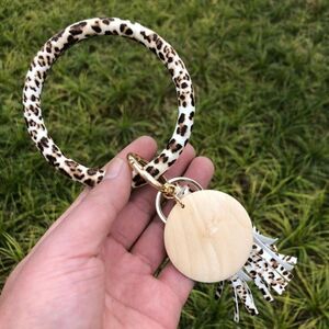 2/$21 Tiger Pu Leather Tassel Unisex Bangle Wrist Key Ring Keychain Ring